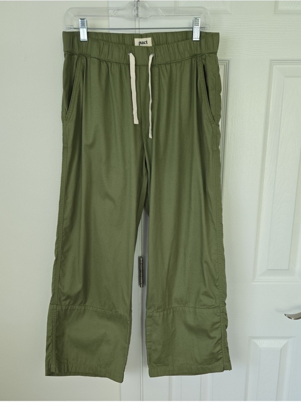 Pact Organic Cotton Daily Crop Wide Leg Pants Olive Green Size Medium - Picture 6 of 12